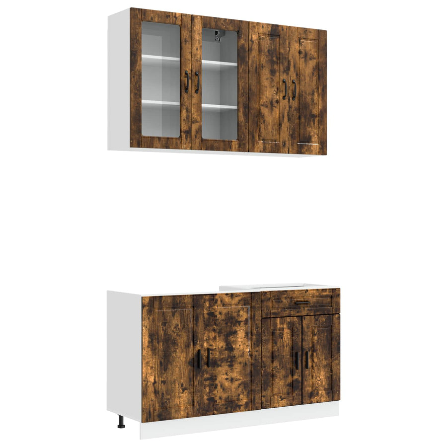 Keukenblok PORTO 4 pcs Gerookt eiken Bewerkt hout