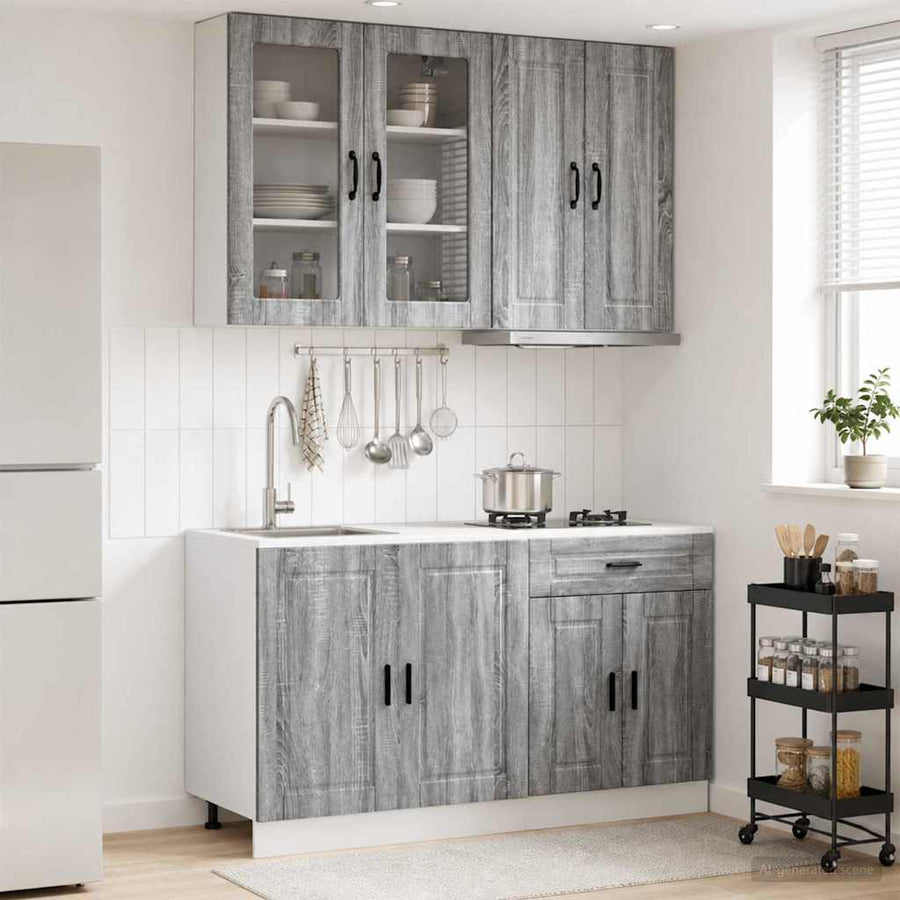 Keukenblok PORTO 4 pcs Grijs Sonoma Bewerkt hout