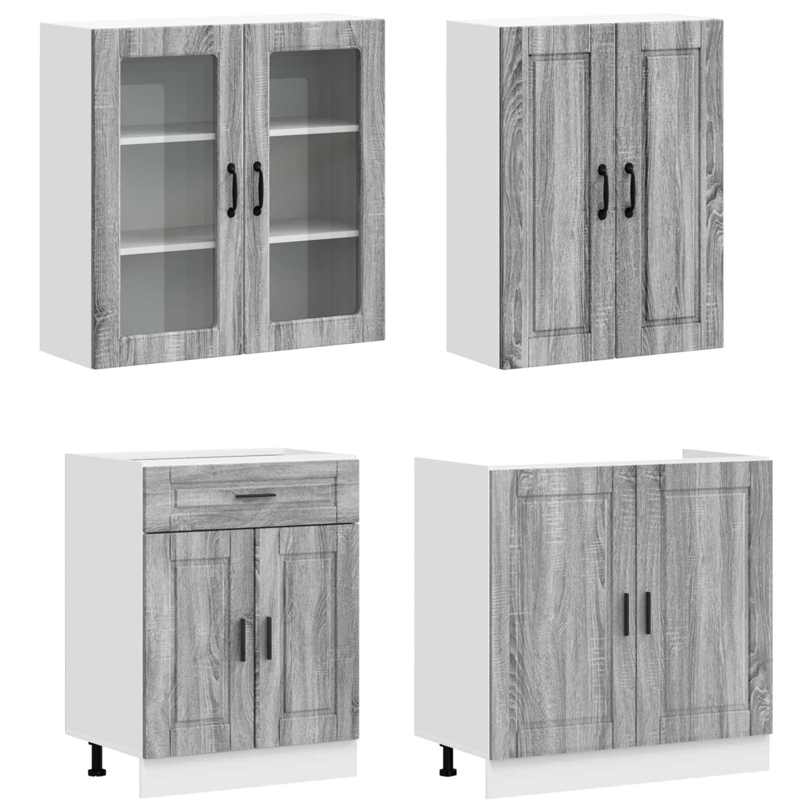 Keukenblok PORTO 4 pcs Grijs Sonoma Bewerkt hout