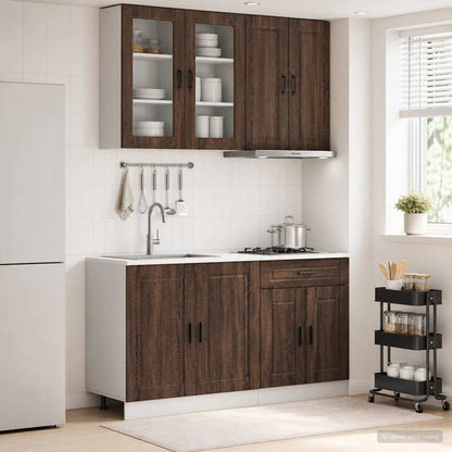 Keukenblok PORTO 4 pcs Bruin eiken Bewerkt hout