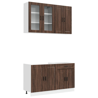 Keukenblok PORTO 4 pcs Bruin eiken Bewerkt hout