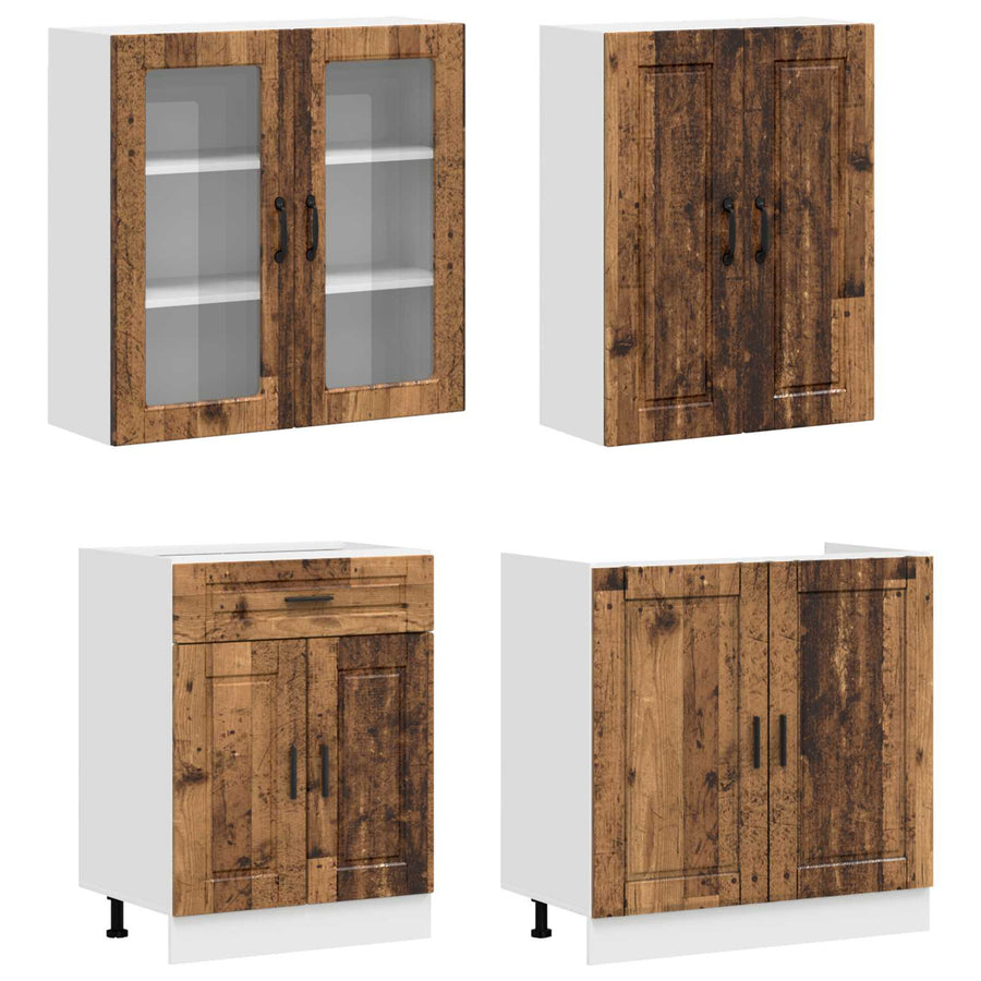 Keukenblok PORTO 4 pcs Oud hout Bewerkt hout
