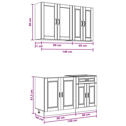Keukenblok PORTO 4 pcs Oud hout Bewerkt hout