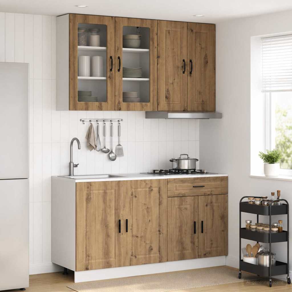 Keukenblok PORTO 4 pcs Artisanaal eiken Bewerkt hout