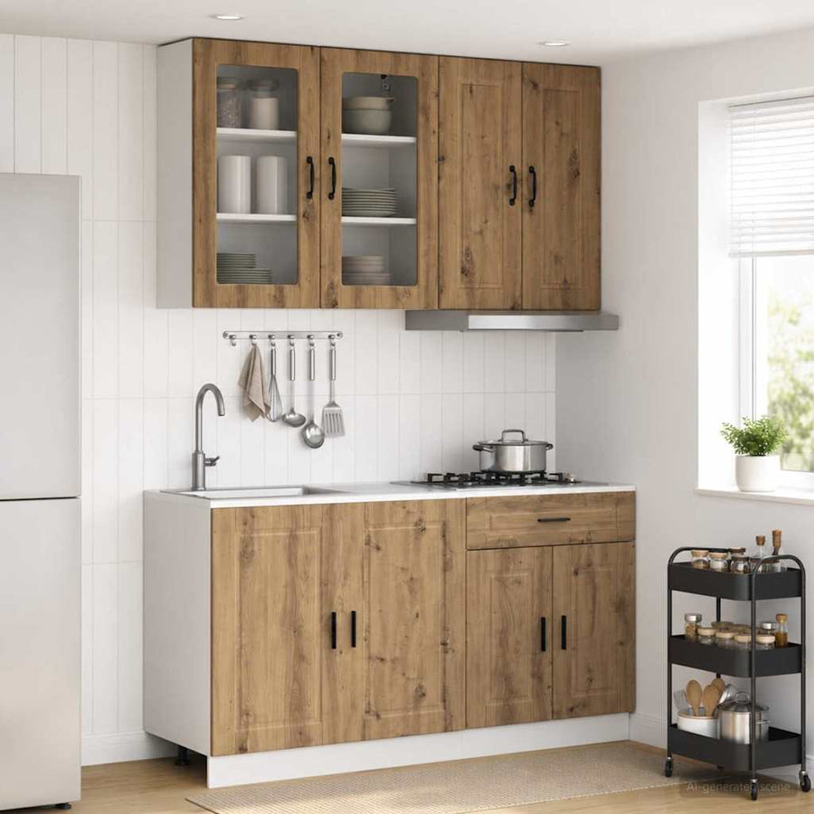 Keukenblok PORTO 4 pcs Artisanaal eiken Bewerkt hout