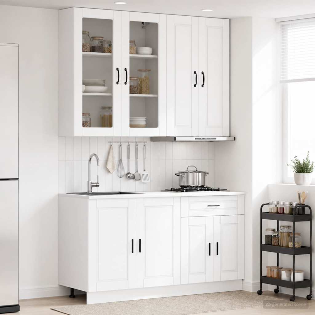 Keukenblok PORTO 4 pcs Wit Bewerkt hout