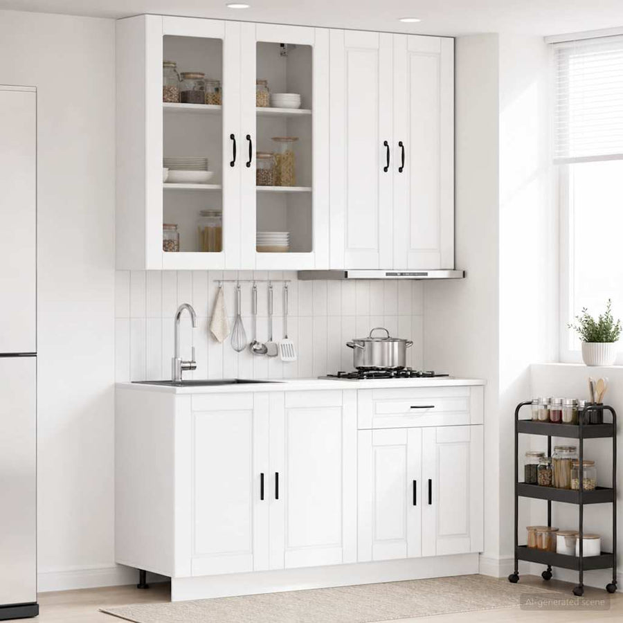Keukenblok PORTO 4 pcs Wit Bewerkt hout