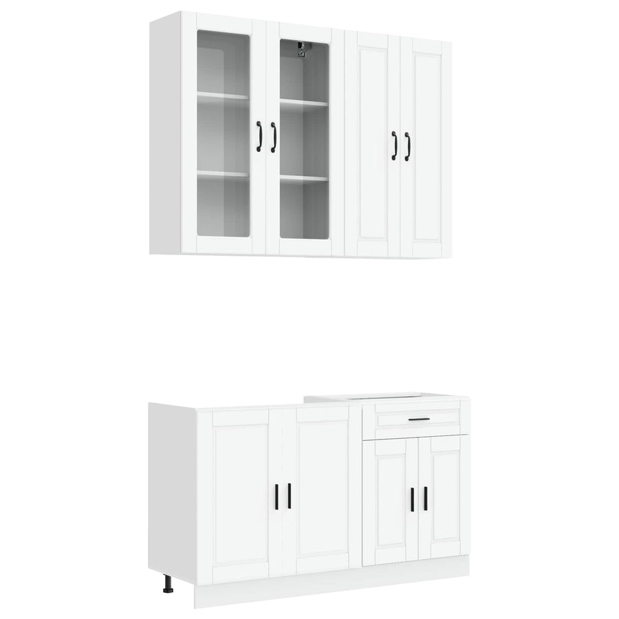 Keukenblok PORTO 4 pcs Wit Bewerkt hout