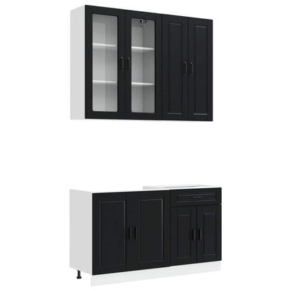 Keukenblok PORTO 4 pcs Zwart Bewerkt hout