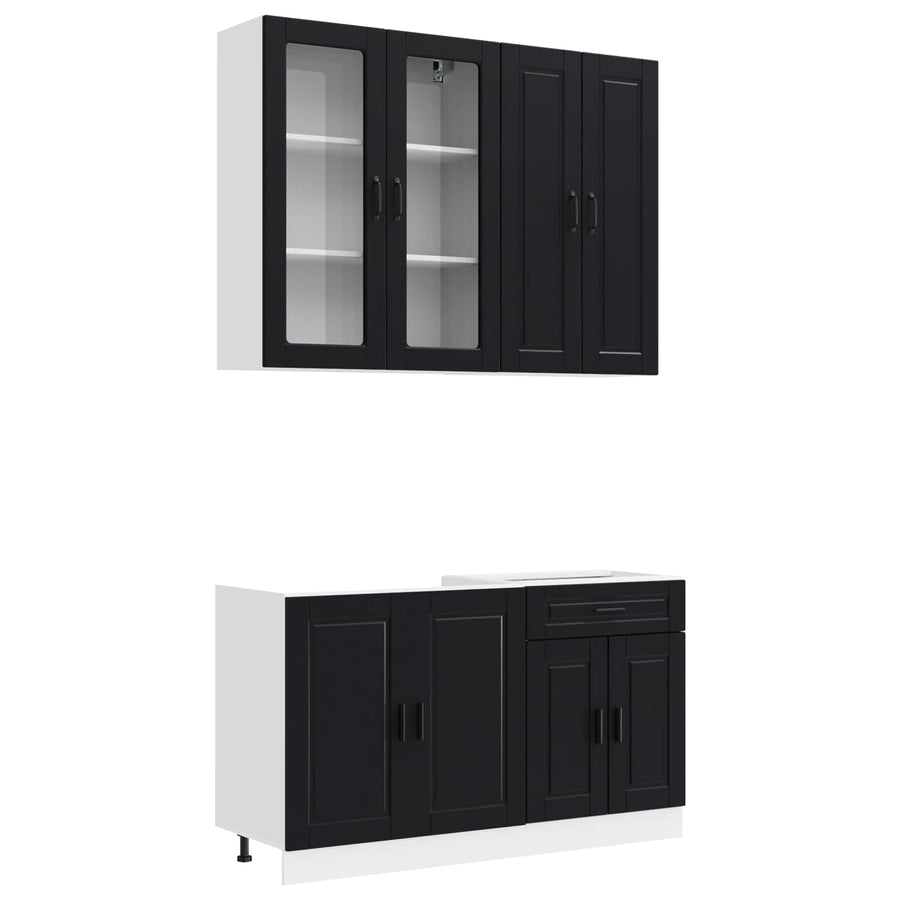Keukenblok PORTO 4 pcs Zwart Bewerkt hout