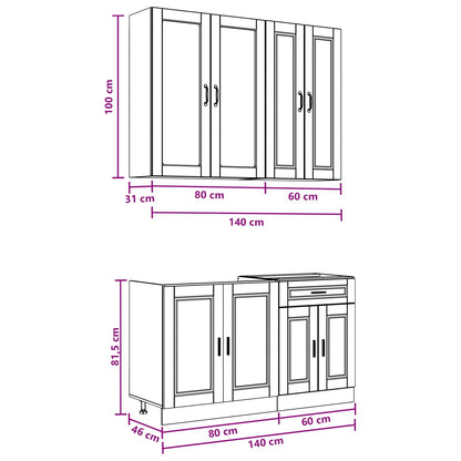 Keukenblok PORTO 4 pcs Sonoma Eiken Bewerkt hout