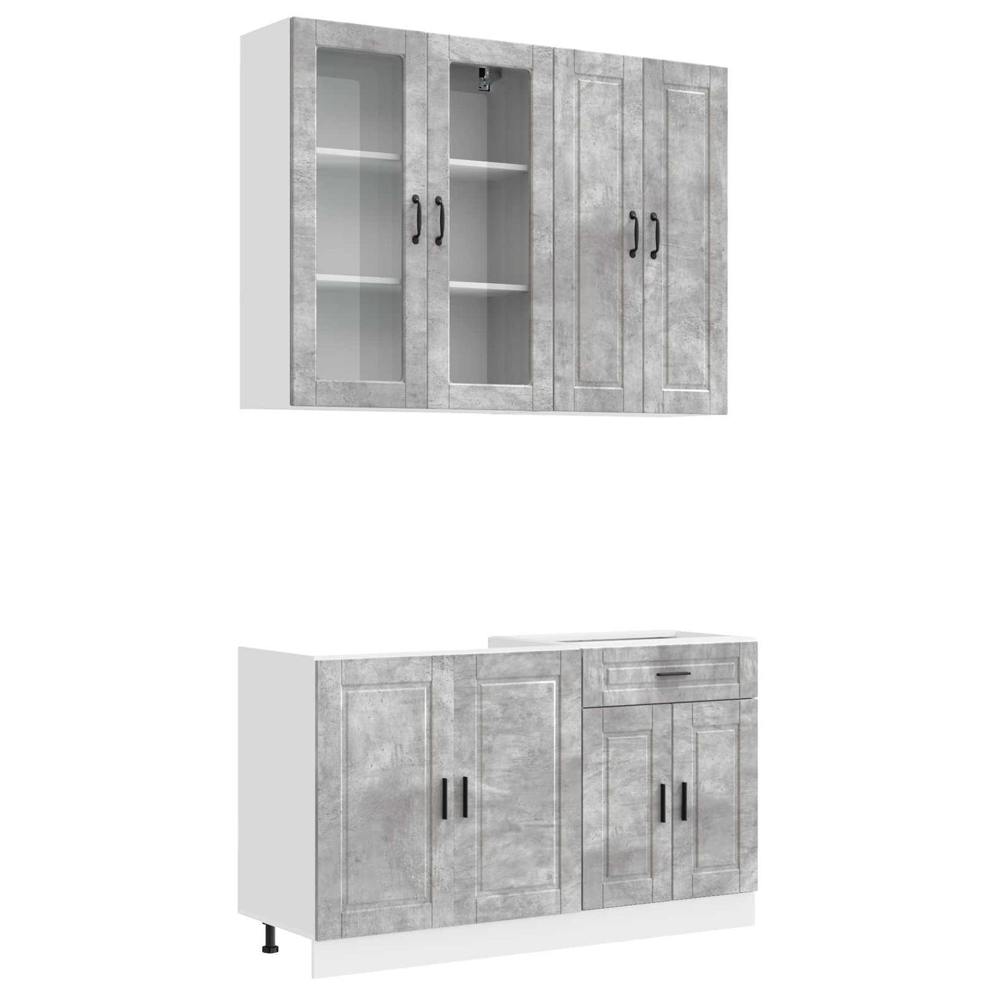 Keukenblok PORTO 4 pcs Betongrijs Bewerkt hout