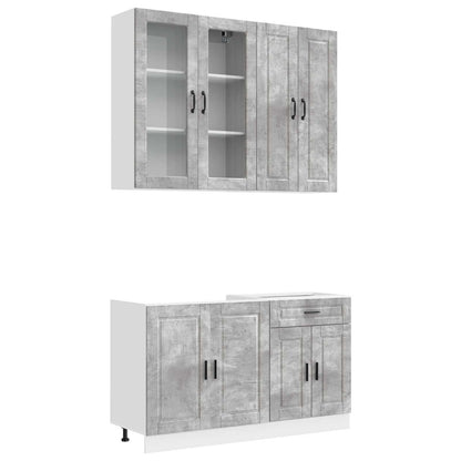 Keukenblok PORTO 4 pcs Betongrijs Bewerkt hout
