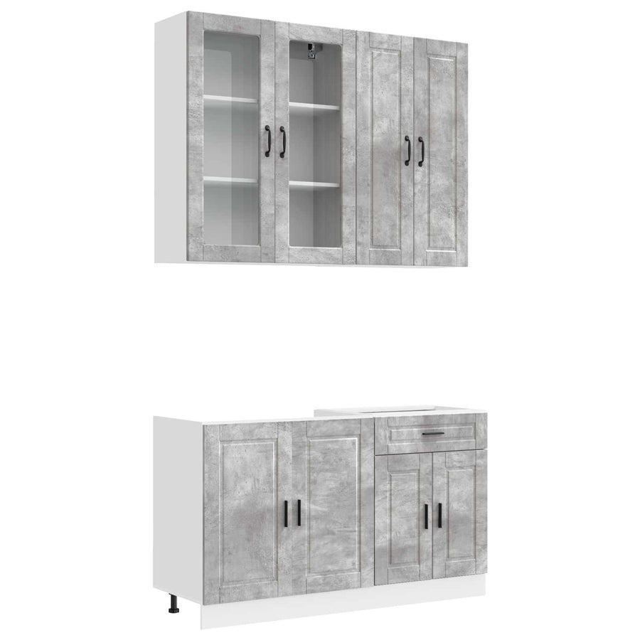 Keukenblok PORTO 4 pcs Betongrijs Bewerkt hout