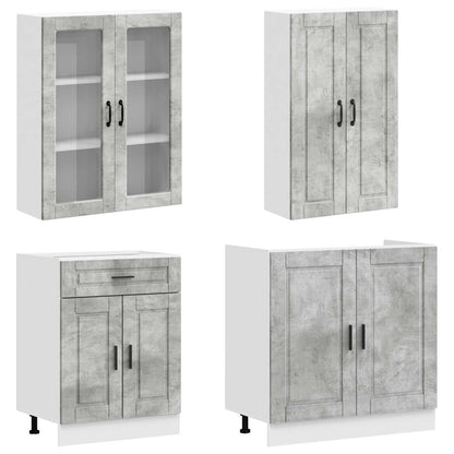 Keukenblok PORTO 4 pcs Betongrijs Bewerkt hout