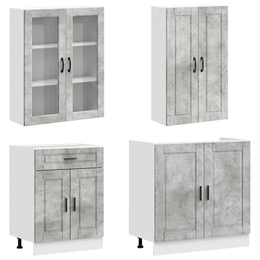 Keukenblok PORTO 4 pcs Betongrijs Bewerkt hout