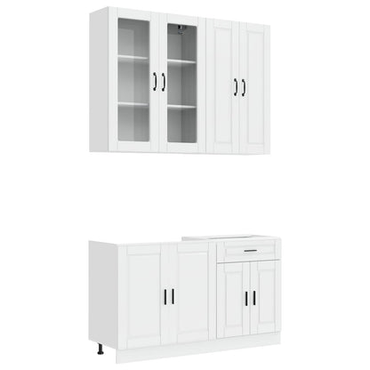 Keukenblok PORTO 4 pcs Hoogglans Wit Bewerkt hout