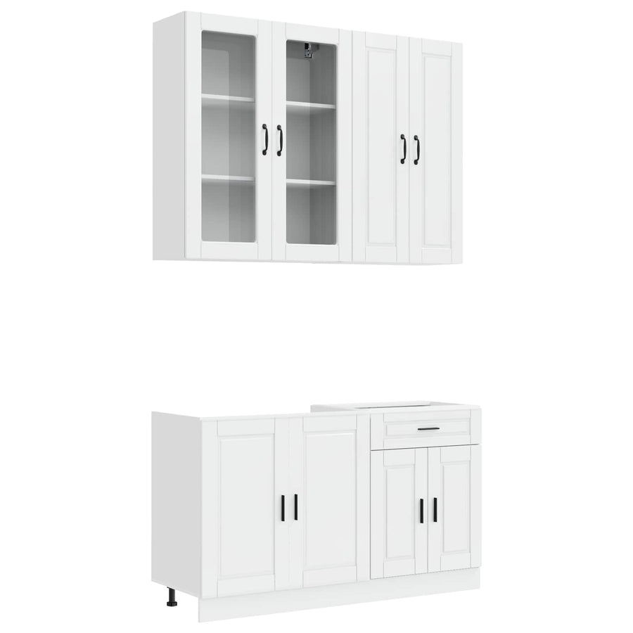 Keukenblok PORTO 4 pcs Hoogglans Wit Bewerkt hout