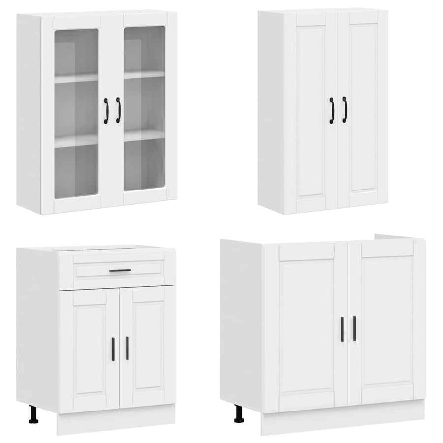 Keukenblok PORTO 4 pcs Hoogglans Wit Bewerkt hout