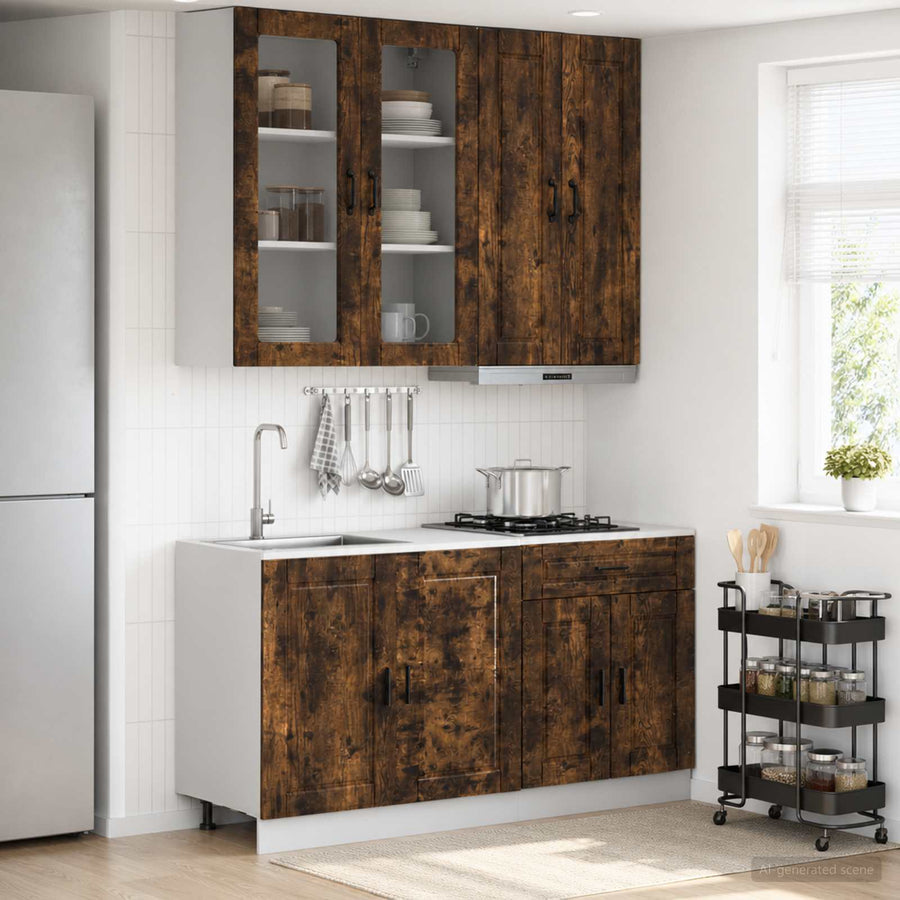Keukenblok PORTO 4 pcs Gerookt eiken Bewerkt hout