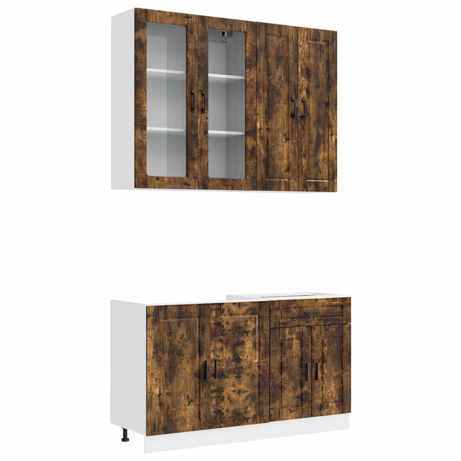 Keukenblok PORTO 4 pcs Gerookt eiken Bewerkt hout