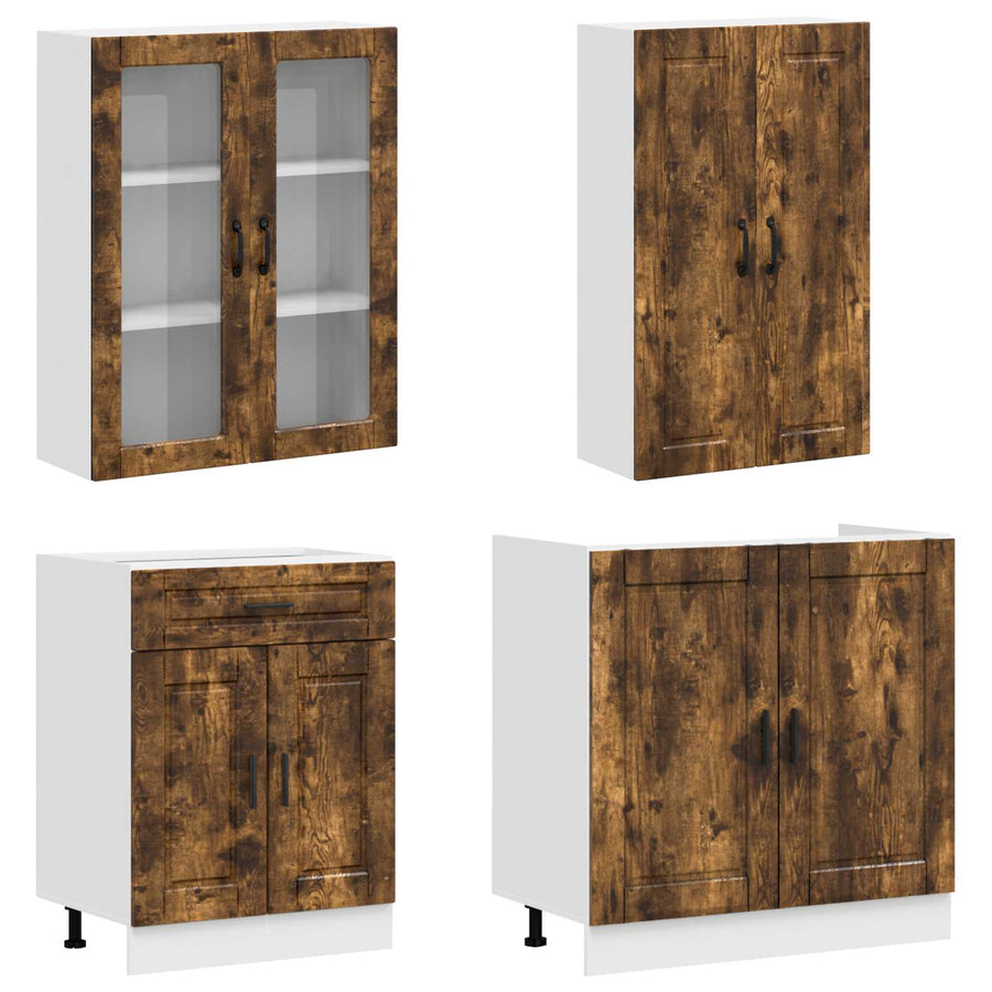Keukenblok PORTO 4 pcs Gerookt eiken Bewerkt hout