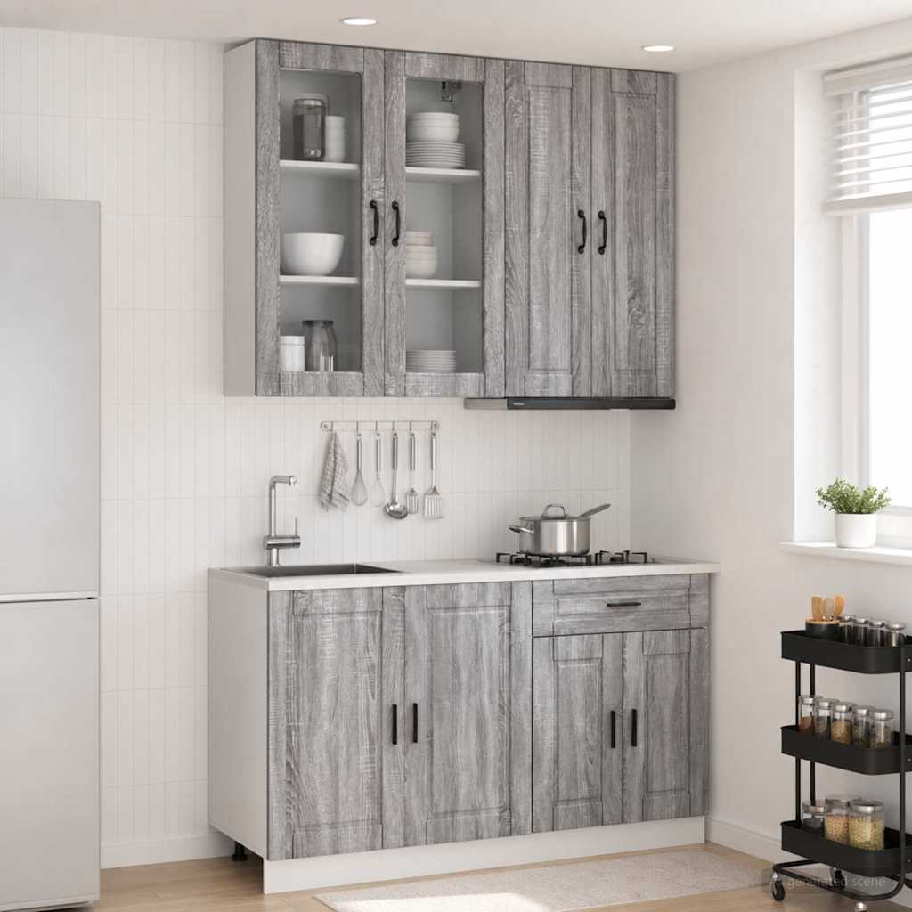 Keukenblok PORTO 4 pcs Grijs Sonoma Bewerkt hout