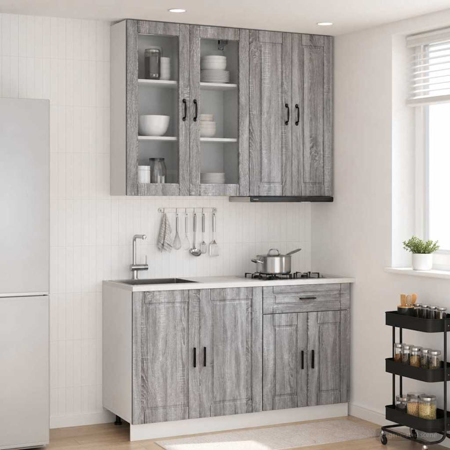 Keukenblok PORTO 4 pcs Grijs Sonoma Bewerkt hout