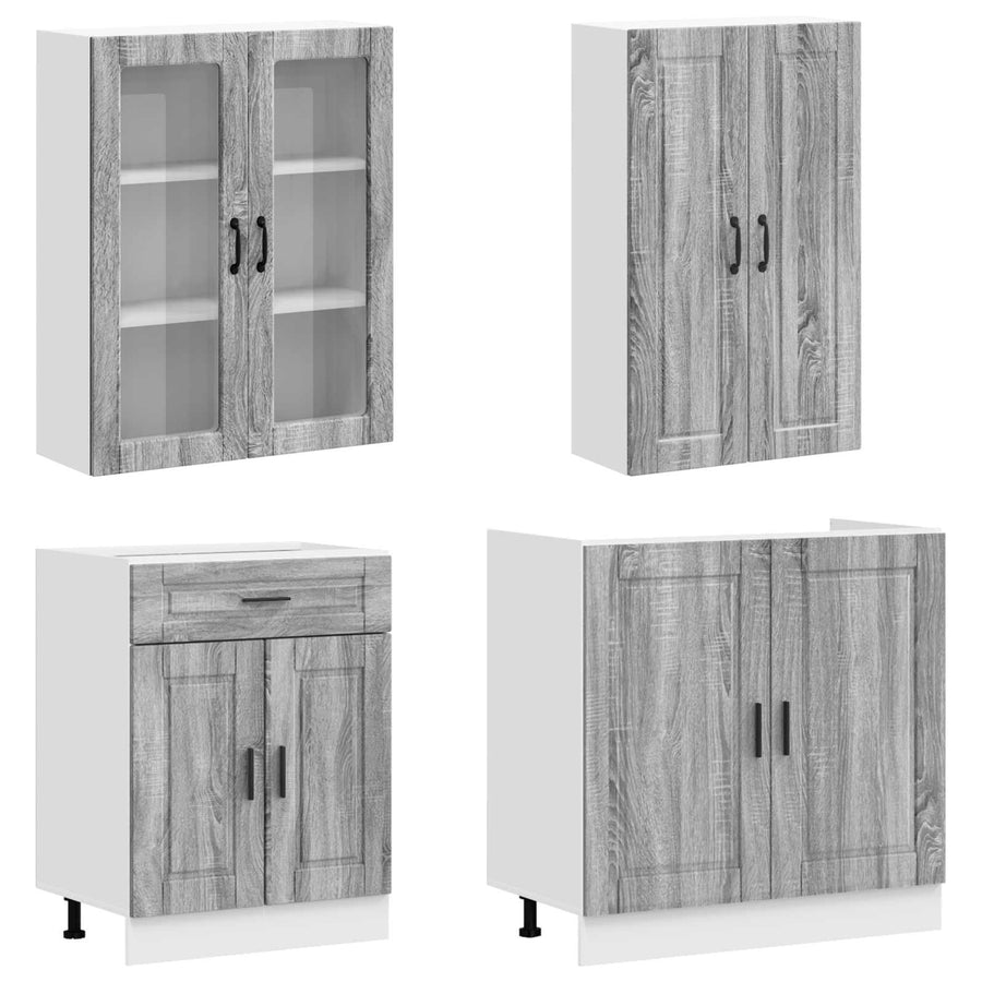 Keukenblok PORTO 4 pcs Grijs Sonoma Bewerkt hout