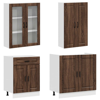 Keukenblok PORTO 4 pcs Bruin eiken Bewerkt hout