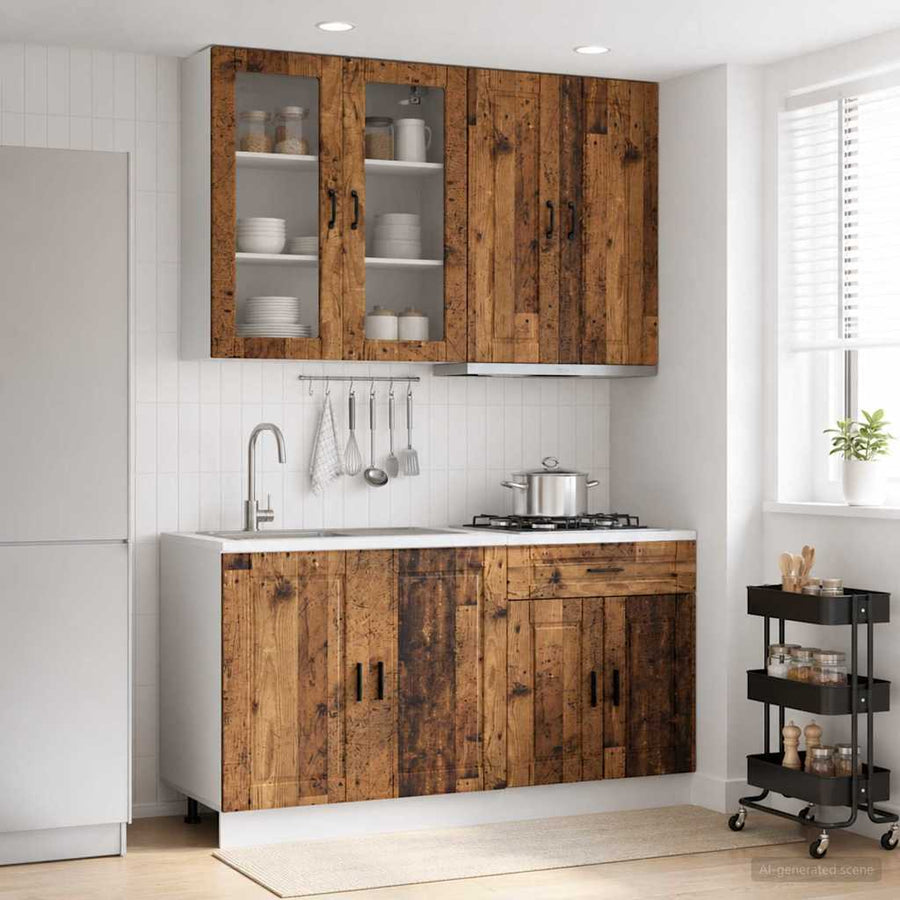 Keukenblok PORTO 4 pcs Oud hout Bewerkt hout