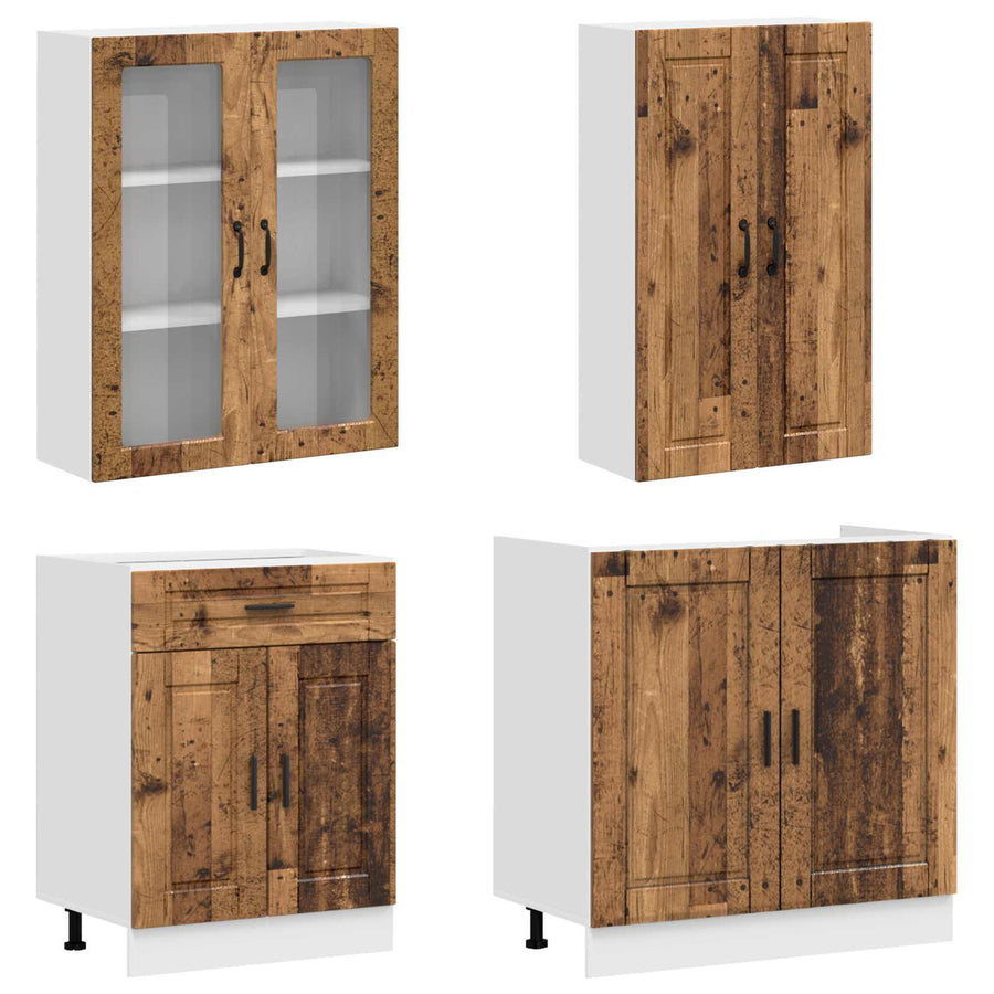 Keukenblok PORTO 4 pcs Oud hout Bewerkt hout