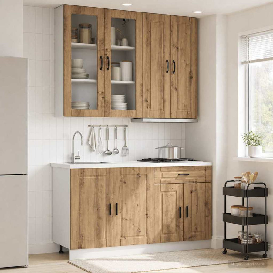 Keukenblok PORTO 4 pcs Artisanaal eiken Bewerkt hout