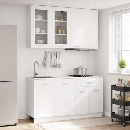 Keukenblok LYON 4 pcs Wit Bewerkt hout