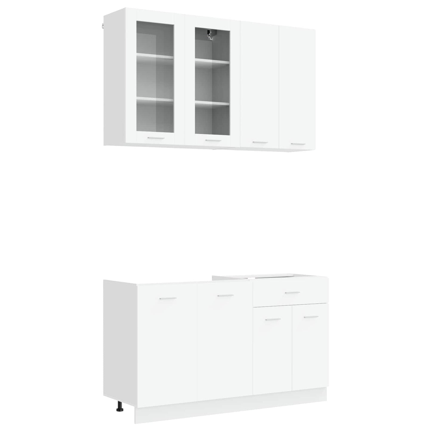 Keukenblok LYON 4 pcs Wit Bewerkt hout