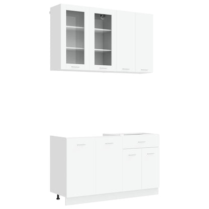 Keukenblok LYON 4 pcs Wit Bewerkt hout