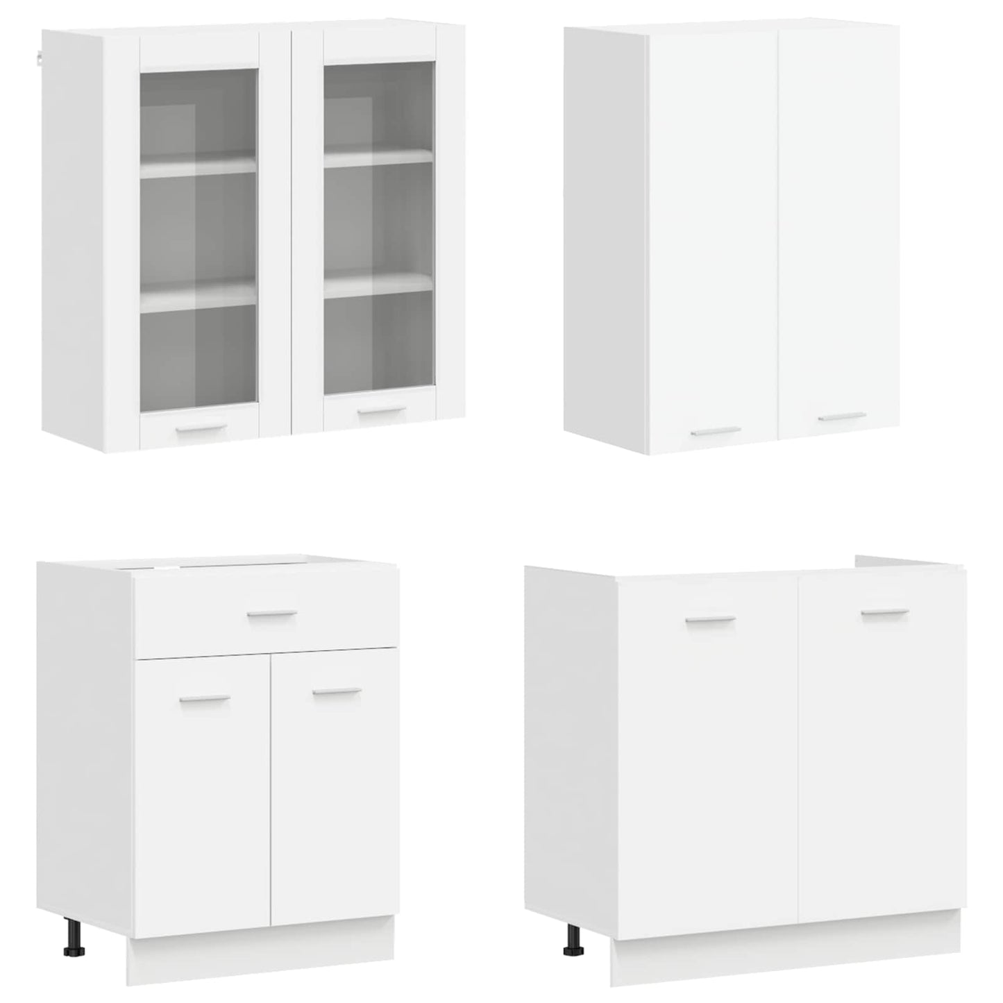 Keukenblok LYON 4 pcs Wit Bewerkt hout