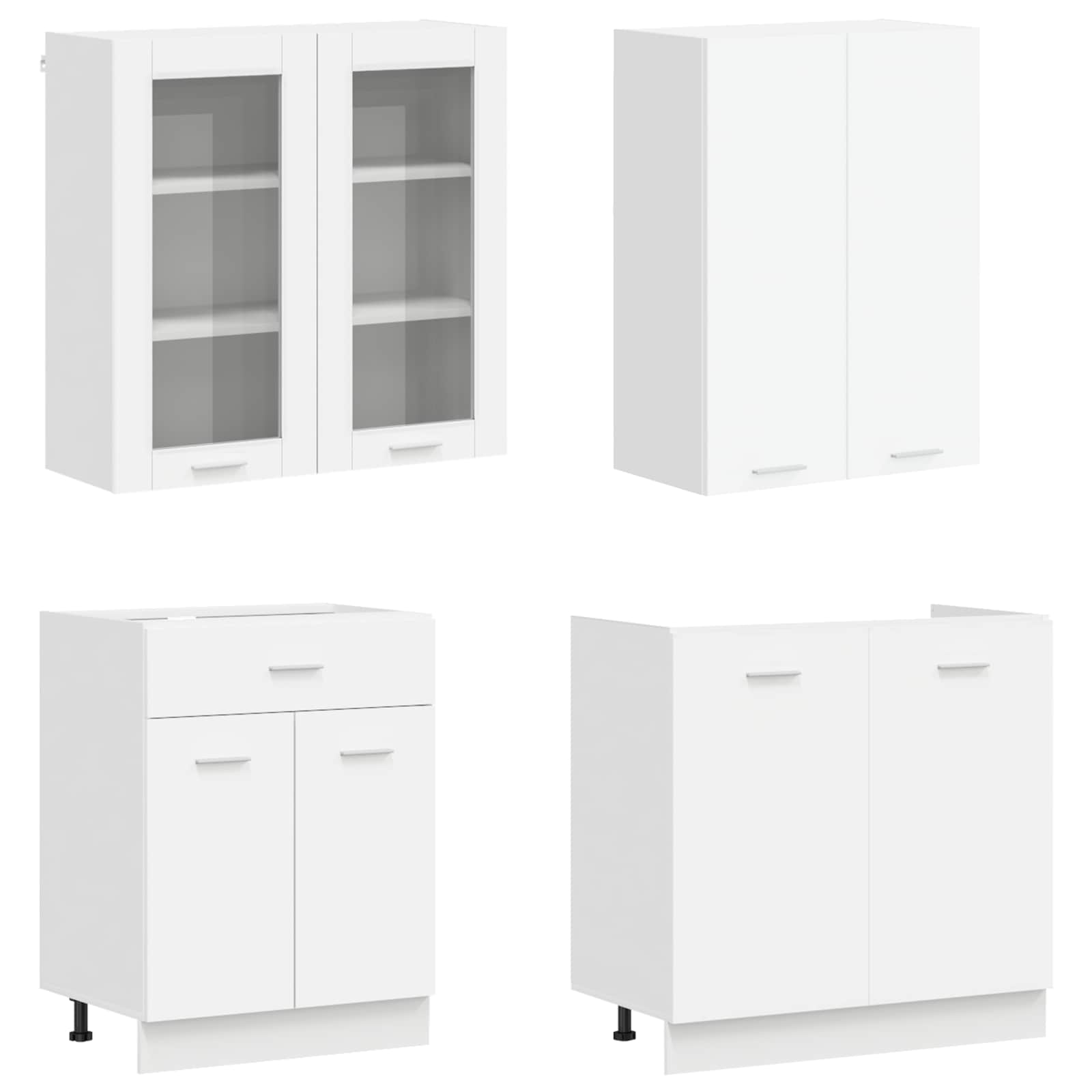 Keukenblok LYON 4 pcs Wit Bewerkt hout