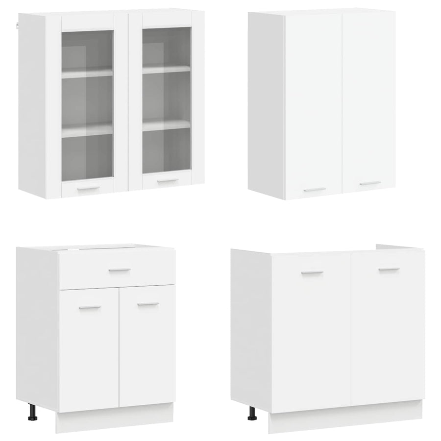 Keukenblok LYON 4 pcs Wit Bewerkt hout
