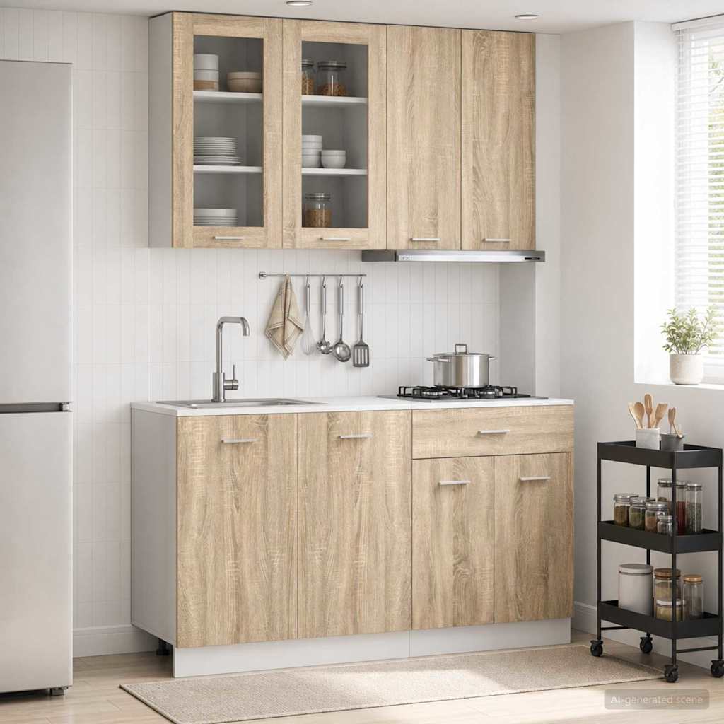 Keukenblok LYON 4 pcs Sonoma Eiken Bewerkt hout