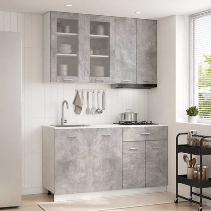 Keukenblok LYON 4 pcs Betongrijs Bewerkt hout