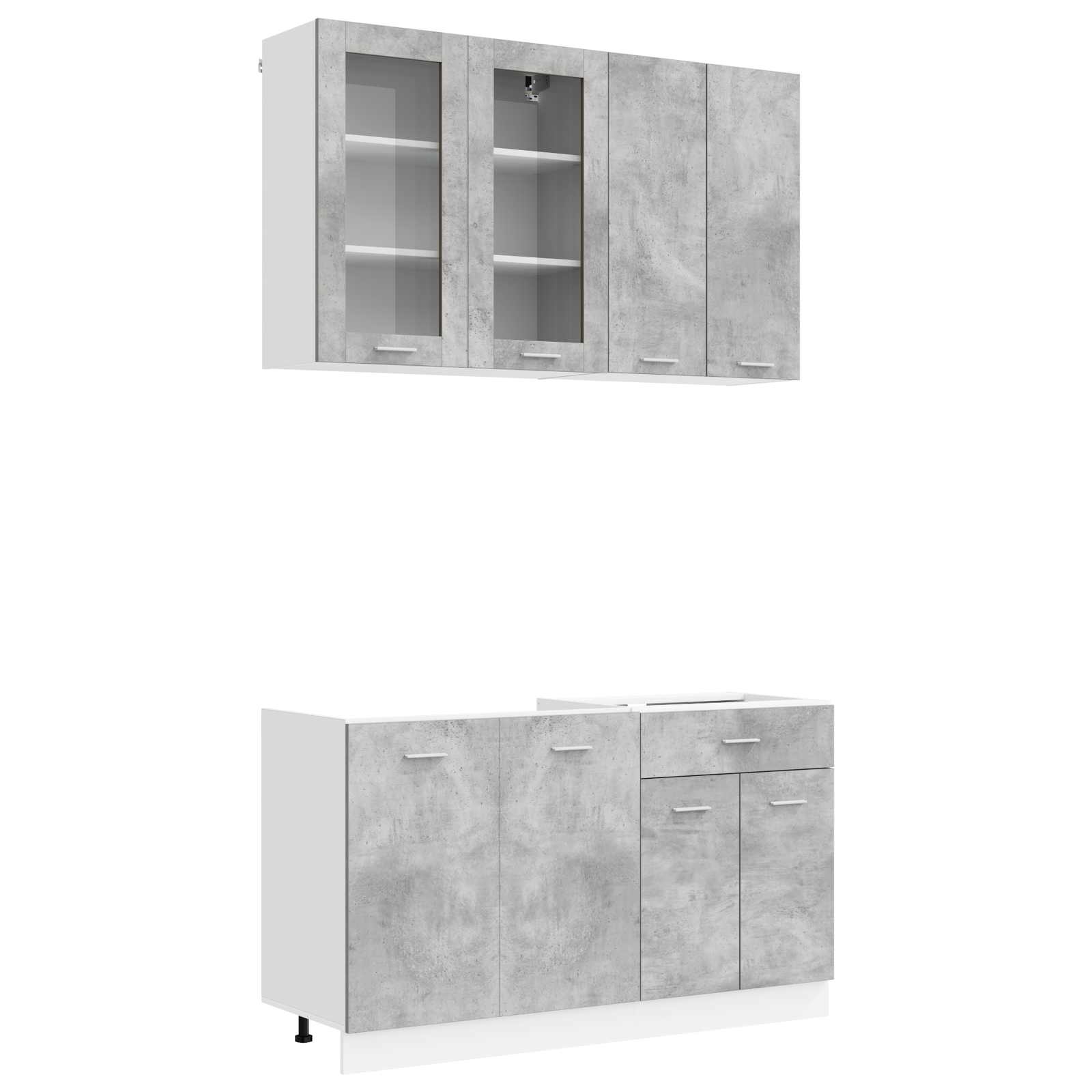 Keukenblok LYON 4 pcs Betongrijs Bewerkt hout