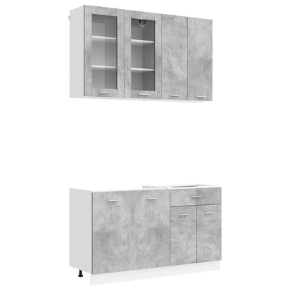 Keukenblok LYON 4 pcs Betongrijs Bewerkt hout