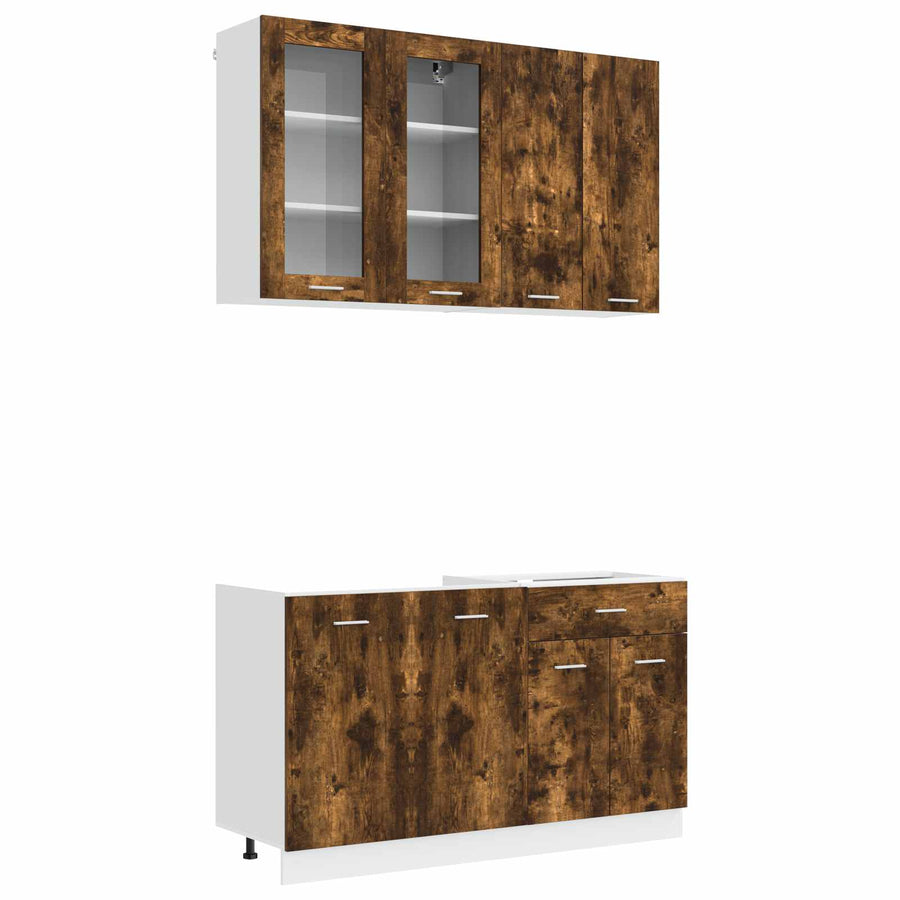 Keukenblok LYON 4 pcs Gerookt eiken Bewerkt hout