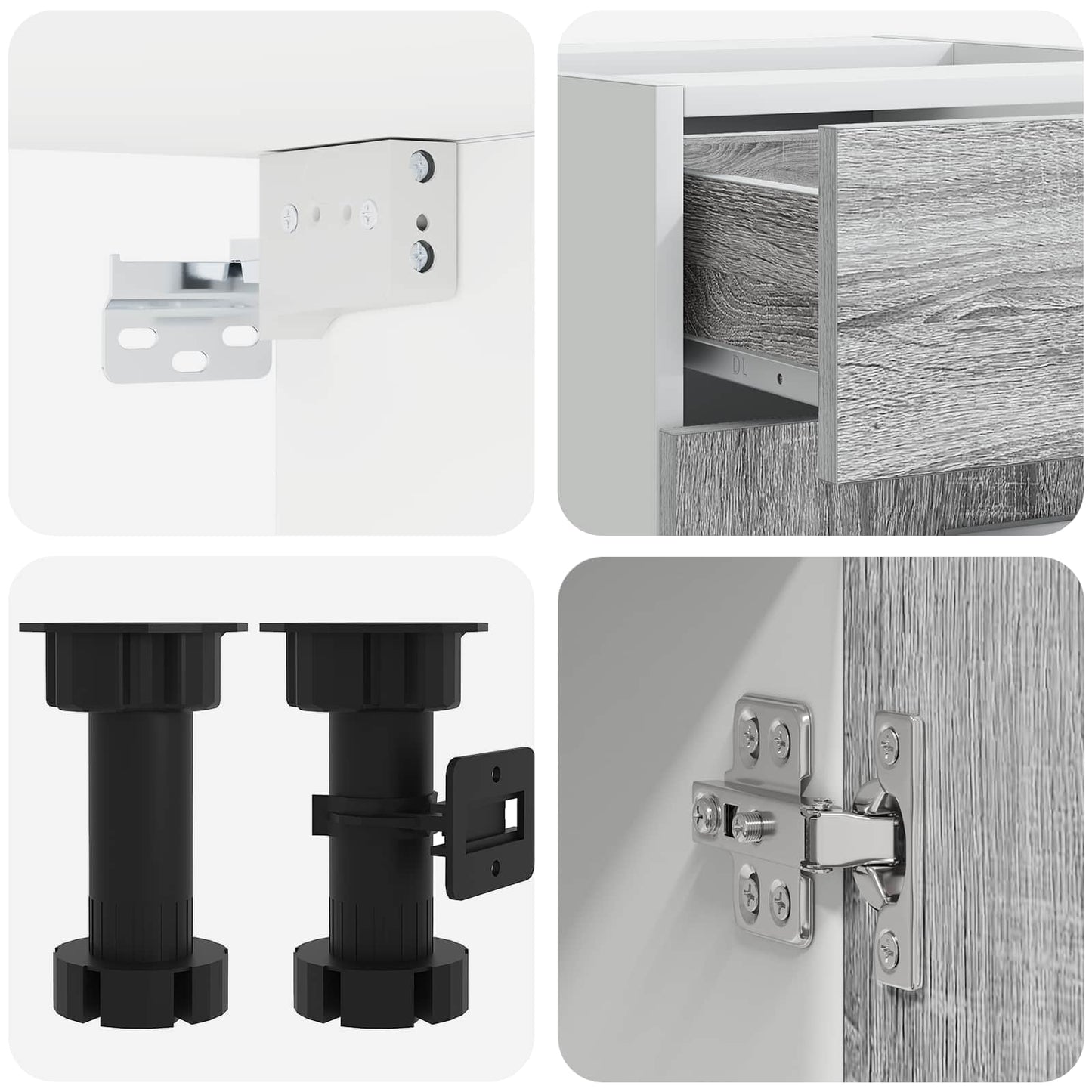 Keukenblok LYON 4 pcs Grijs Sonoma Bewerkt hout