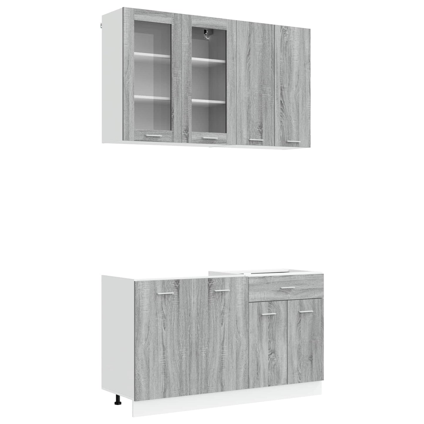 Keukenblok LYON 4 pcs Grijs Sonoma Bewerkt hout