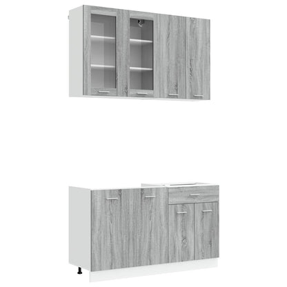 Keukenblok LYON 4 pcs Grijs Sonoma Bewerkt hout