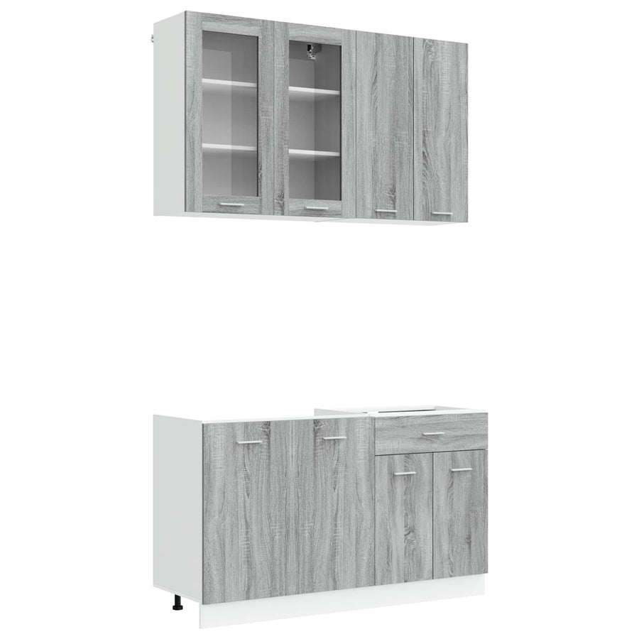 Keukenblok LYON 4 pcs Grijs Sonoma Bewerkt hout