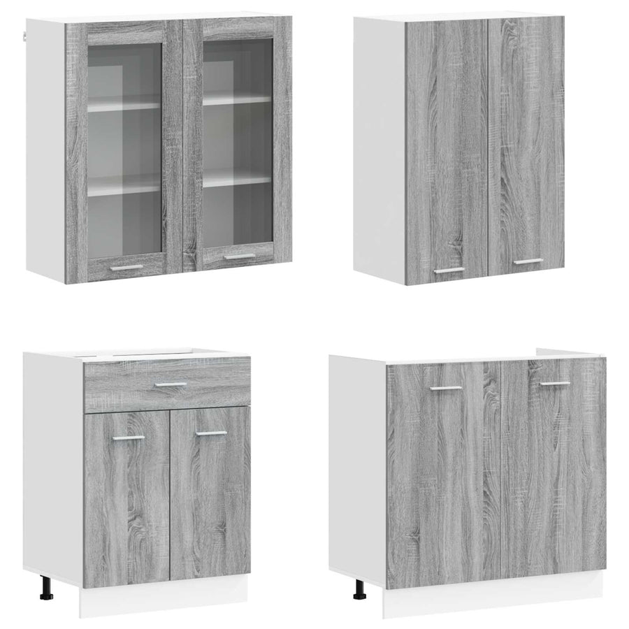 Keukenblok LYON 4 pcs Grijs Sonoma Bewerkt hout