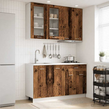 Keukenblok LYON 4 pcs Oud hout Bewerkt hout
